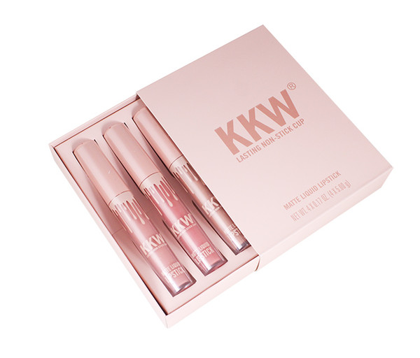 KKW Lipgloss Matte Liquid Lipstick Set Lip Gloss Matte Lot Batom Liquido Mate Waterproof Liquid Matt Lip Stick 4 Pcs/Set