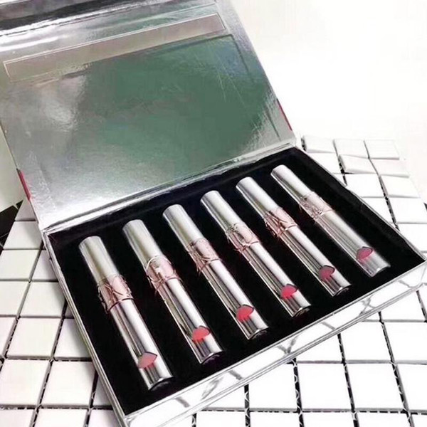 NEW Hot makeup Brand Lip set Liquid Colour Blam 6colors silver Pipe Lip Golss kit 6pcs/set Lipstick with Gift Box DHL shipping