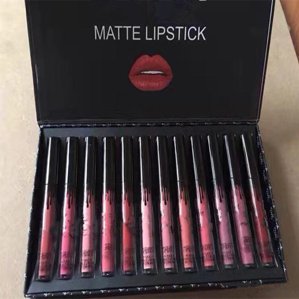 New Makeup Matte Lipstick Set of 12 colors Liquid lipstick High-quality Lip Gloss Set DHL Shipping