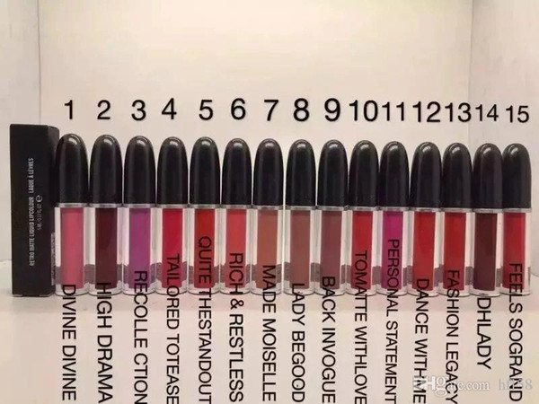 Promotion!HOT new Makeup Matte lipstick / lip gloss 5ml 15 colors English name DHL free shipping +GIFT.