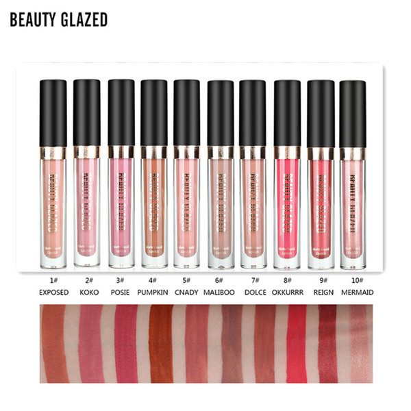 Promotion!New brand makeup Beauty Glazed matte lipstick Long-Lasting 10 Colors Liquid Lipstick High-quality DHL Free shipping+GIFT