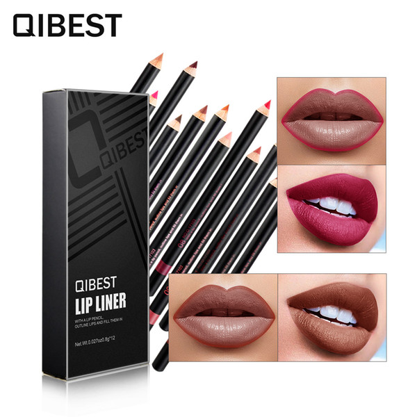 Promotion! Hot Qibest 12 Colors/box Makeup Lip Liner Long Lasting Matte Lipliner Lip Pencils Maquillaje labial Lips Cosmetics Set