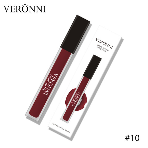 VERONNI square tube matte lip glaze wholesale matte velvet liquid lipstick lasting waterproof non-stick cup lip gloss 12 free shipping