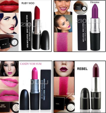 AAA quality brand Make up Matte Ruby Woo Heroine Velvet Teddy Lipstick 3G Long-lasting Lipstick. 18 color choose