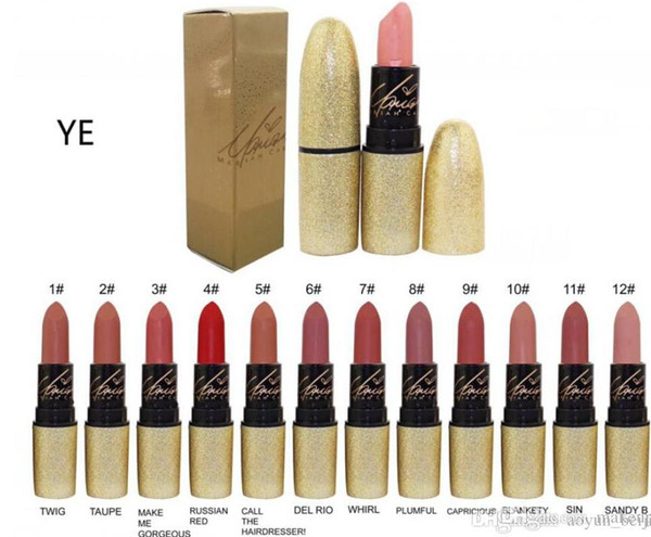 High quality! DHL Free Shipping! Hot make up gold collection matte lipstick 12 color mix color