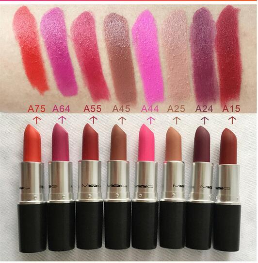 New MYG Brand Matte lipstick RUBY WOO PLEASE ME color long lasting lip stick makeup HONEY LOVE REBEL CHILI mix 16 kinds colors.