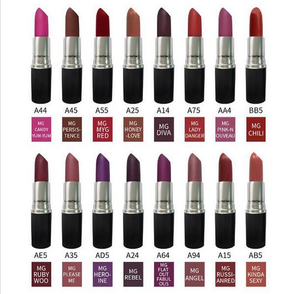 Hot Makeup Brand MYG Matte lipstick RUBY WOO PLEASE ME color long lasting lip stick makeup HONEY LOVE REBEL CHILI 16 kinds colors