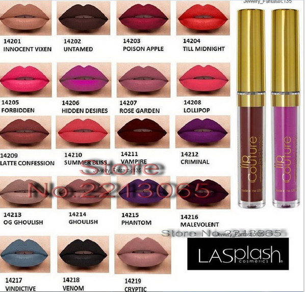 Free Shipping! Hot New Make up LA Splash Lip Couture Lip Contour Matte Waterproof Liquid Lipstick random mix color