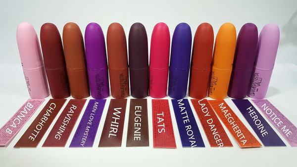 Free shipping Brand makeup lipstick Valli Waterproof Giambattista Collection Matte Lipstick 12 colors choose 144pcs mix ship via DHL