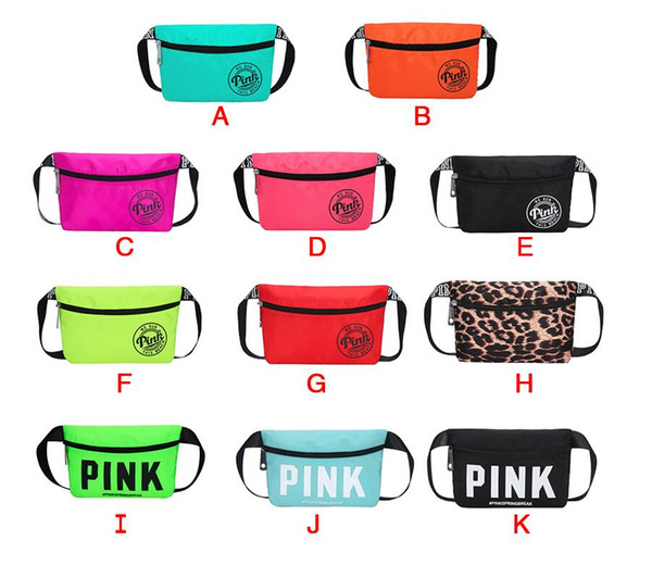 3pcs/PINK Pack Pink Letter Waist Belt Bag Fashion Beach Travel Bags Waterproof Handbags Purses Outdoor Cosmetic Bag 11 Color Free shipping