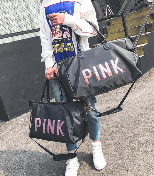 12pcs/ Fashion Women Pink Letter Handbag Shoulder Bags Ladies Girls Large Capacity Travel Waterproof Duffle Beach Shoulder Bags Tote