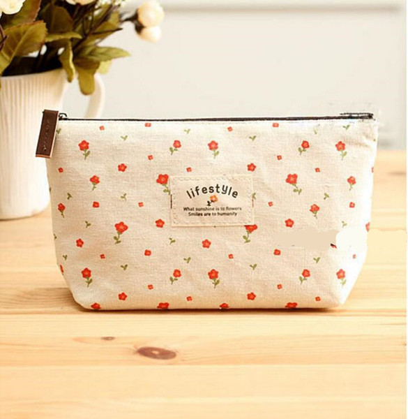 Hot Sale Flower Canvas Toiletry Kit Make Up Makeup Case Cosmetic Bag Organizer Pouch Pencil Purse Bag