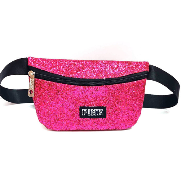 Best vs Glitter Love Pink letter Waist Bag Women Fanny Packs Shiny Bling Shoulder Bags fitness Handbag Belt Tote Travel Beach Cosmetic Bag