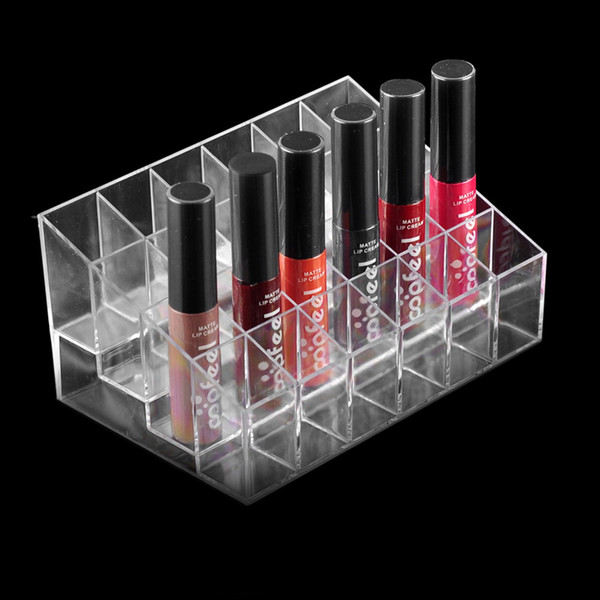 24 Lipstick Holder Display Stand Clear Acrylic Cosmetic Organizer Makeup Case Sundry Storage makeup organizer organizador Brand free ship