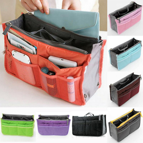 Insert Purse Handbag Organizer Dual Bag In Bag Makeup Cosmetic Case Tidy Travel Storage Bags Sundry MP3/Mp4 Bags Pouch Tote MMA1389