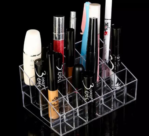 Clear Acrylic Stand Cosmetic Organizer transparent Holder Display Lipstick Display Stand Rack make up Holder table organizer box FFA1204