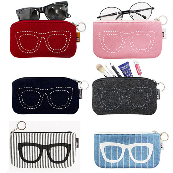 Colorful Makeup Bag Sunglasses Case For Women Men Glasses Box Felt Sunglasses Bag Eyeglasses cases Eyewear Accessories Cosmetic Bags 5pcs