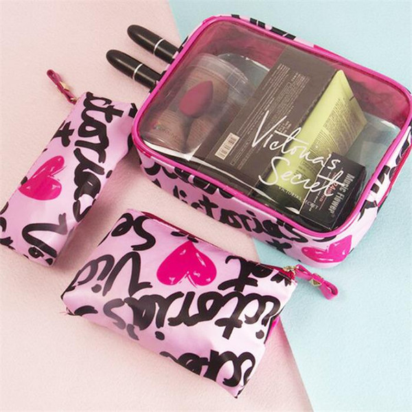 Designer Brand Logo PVC Women's Cosmetic Bags Potable 3-pieces Set Lipstick Storage Cases Waterproof Zipper Pencil Bag Mini Makeup Bags