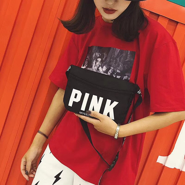 2018 Pink shoulder bag Pink Letter Little sling bag Women fashion Outdoor Cosmetic Bag free shipping