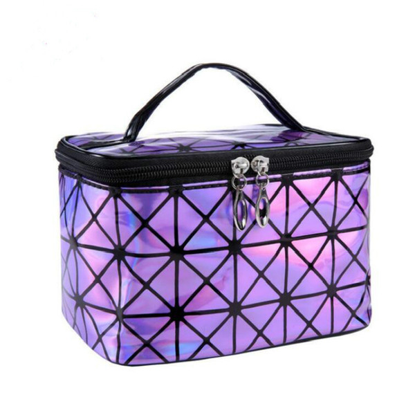 Fashion Brand of Women's Purple PU Leather Cosmetic Bags Travel Organizer Necessarie Cosmetic Makeup Bag New Design