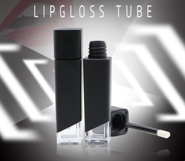 Black Lip Gloss Tube square transparent bottom lip glaze tube Empty DIY Elegant Lip Stick Container