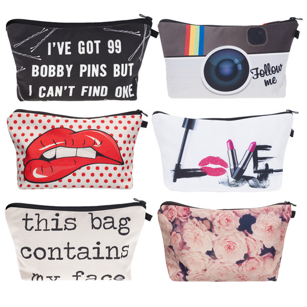 3D Printing Makeup Bags Cosmetic Bag With Multicolor Pattern Cute Cosmetics Pouchs For Travel Ladies Pouch Women bag