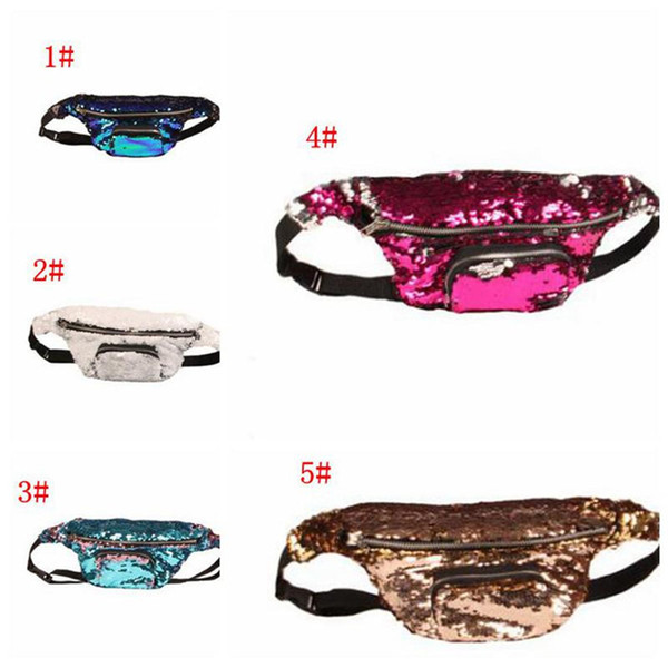 Mermaid waist bag sequins Glitter Festival Waist Bum Bag Pouch Hip Purse Glitter Travel Hip Purse Zip Pouch Shoulder Bags 5 Colors