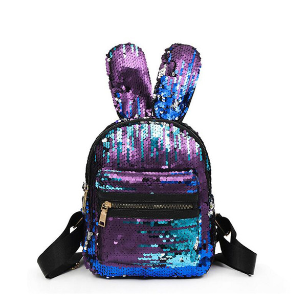 New Arrival Shining Bling Sequins Cute Big Rabbit Ears Backpack for Teenager Girls mochila Shoulderbag Women Mini Travel cute Bag escolar