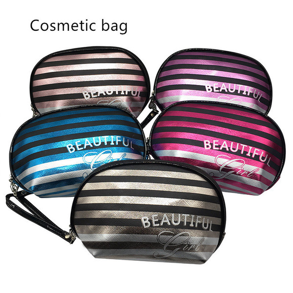 Creative striped semicircle ladies cosmetic bag portable travel storage bag travel wash bag waterproof and fall resistant striped DHL