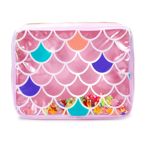 Mermaid Women PVC Cosmetic Bag Large Capacity Sequins Makeup Organizer Case Portable Toiletry Wash Storage Bag Jelly Pouch