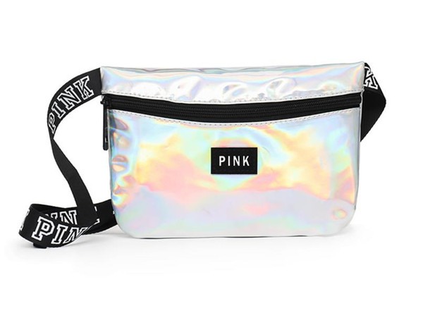 Pink letter Fanny Pack Hologram Laser Waist Belt Bag Waterproof Shiny Travel Beach Outdoor Bags 9 Colors small bags