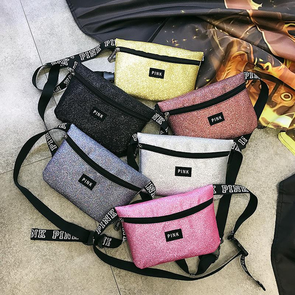 10 Colors Pink Letter Printed Fanny Pack Beach Travel Cosmetics Shoulder Bag Pink Waist Bag PINK Chest Bags Waistpacks 3007016