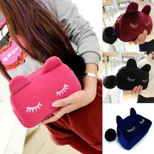 by ems or dhl 100pcs Sale Beauty Cute Cat Cosmetic Makeup sets Bag Case Organizer Zipper Handbag Coin Purse Travel