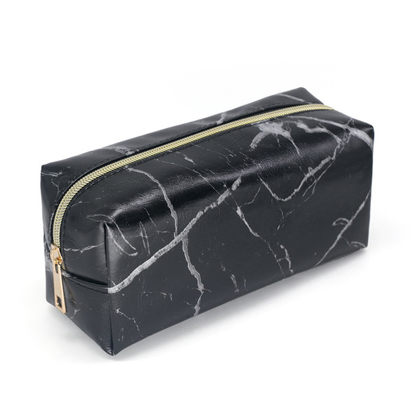 Black Marble Pattern Cosmetic Bag PVC Portable Travel Toiletry Kit For Make Up Fashion Lady Makeup Case