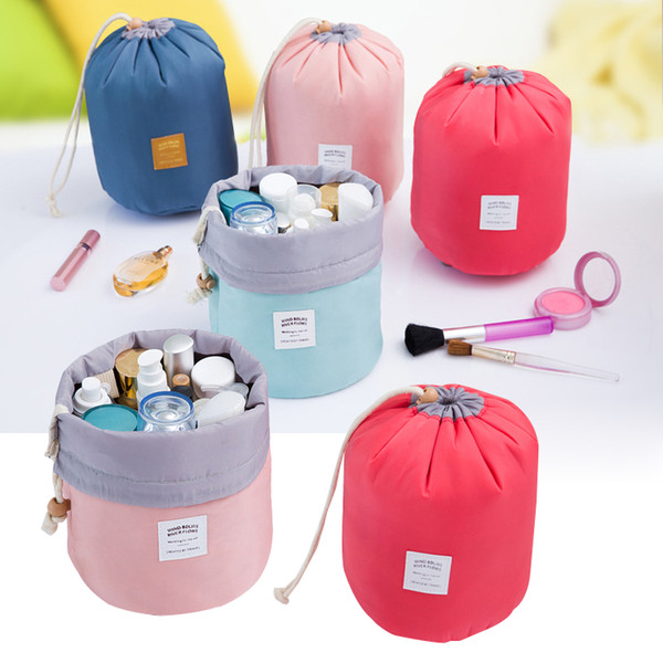 Barrel Shaped Travel Cosmetic Bag Nylon High Capacity Drawstring Elegant Drum Wash Bags Makeup Organizer Storage Bag DHL free I201652704#