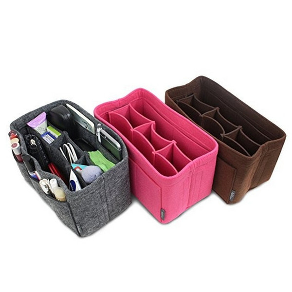 Wholikes Felt Cloth Insert Bag Organizer Makeup Handbag Storage Organizer Multi-functional Travel Insert Handbag Portable Cosmetic Bags