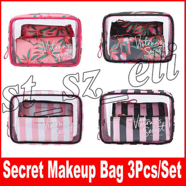 Secret Makeup Bag PVC Women's Cosmetic Bags Potable 3pcs/set Lipstick Storage Cases Waterproof Zipper Pencil Bag Mini Makeup Bags