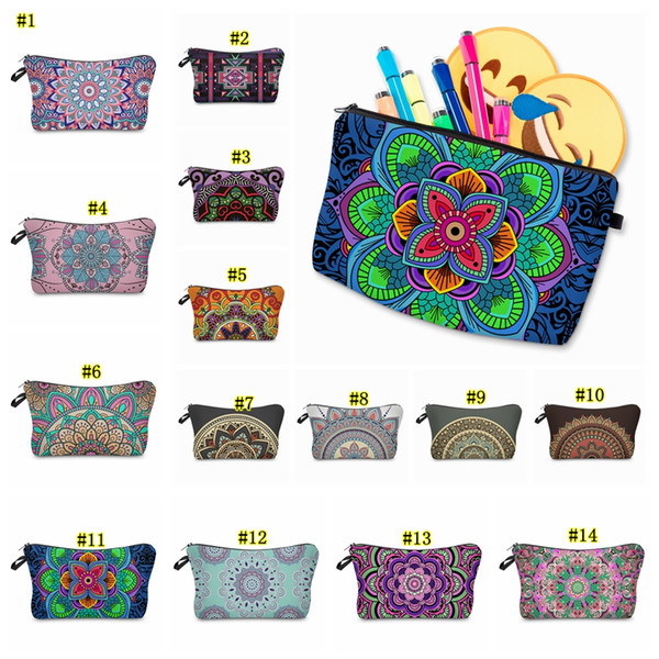 Bohemia Mandala Floral 3D Print Cosmetic Bags Women Travel Makeup Case Women Handbag Zipper Cosmetic Case Flower Printed bag MMA1866