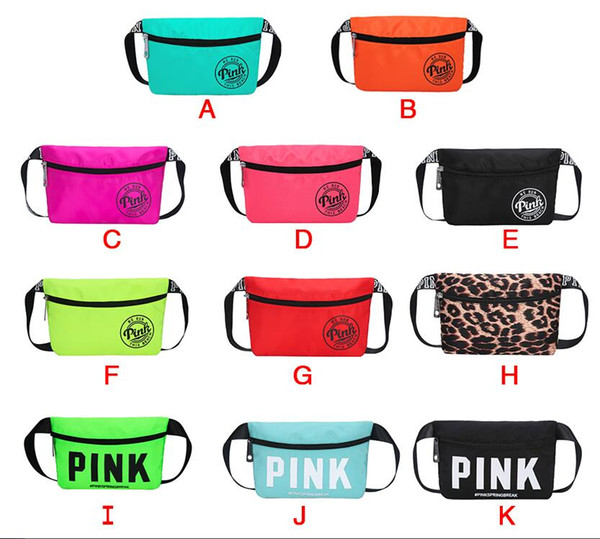 PINK Fanny Pack Pink Letter Waist Belt Bag Fashion Beach Travel Bags Waterproof Handbags Purses Outdoor Cosmetic Bag 11 Color Free shipping