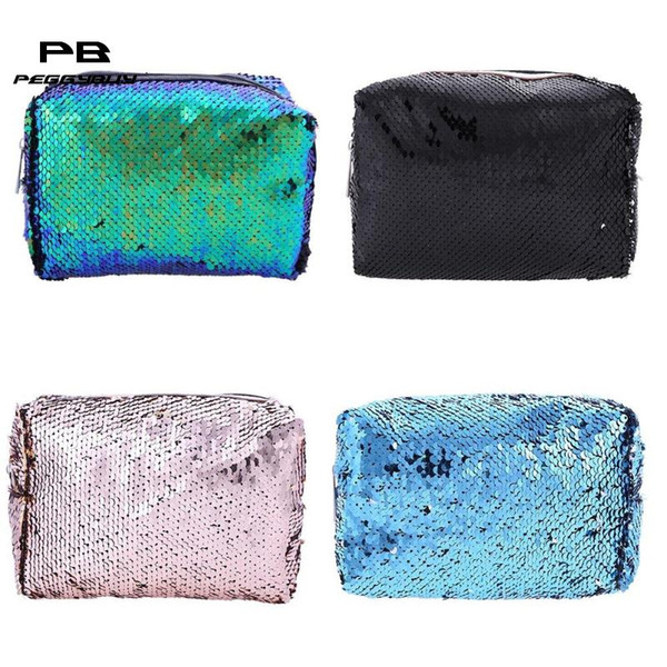 Women Glitter Sequin Gorgeous Clutch Zipper Cosmetic Travel Mini Makeup Bag