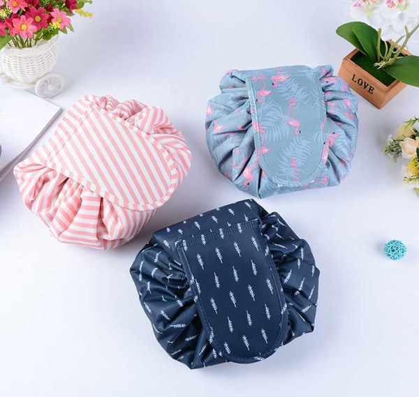 Portable Drawing Cosmetic Bag Waterproof Large Capacity Lazy Travel Makeup Bag Pouch Magic Quick Pack Toiletry Bag For Women Girls