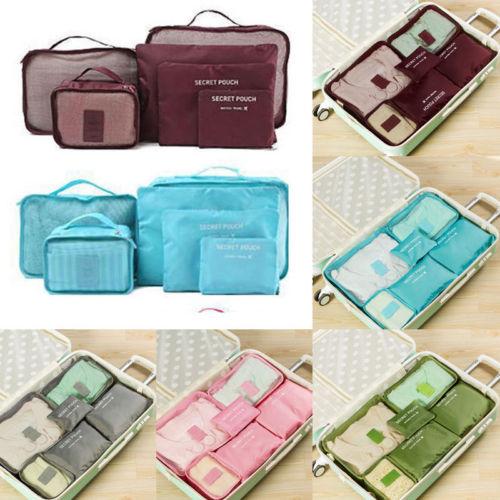 6pcs Travel Organizer Bag Cosmetic Clothes Pouch Portable Storage Case Luggage Suitcase Chic Bags Unisex Use Travel Accessories