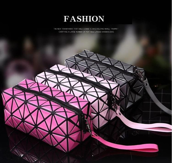 folding makeup bag ladies cosmetic organizer travel case cosmetic Geometric makeup kit pouch train case large makeup tote