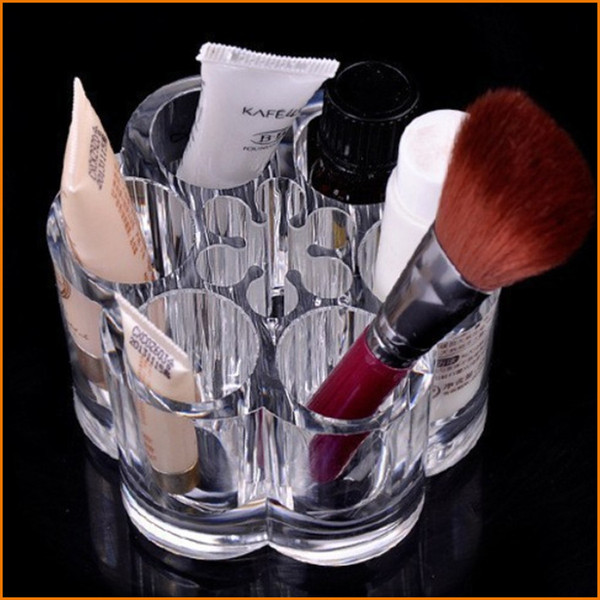 Clear Acrylic Round 12 Holes Lipstick Makeup Brush Holder, Sundry Display Mascara Stand Cosmetic Organizer Makeup Case storage box