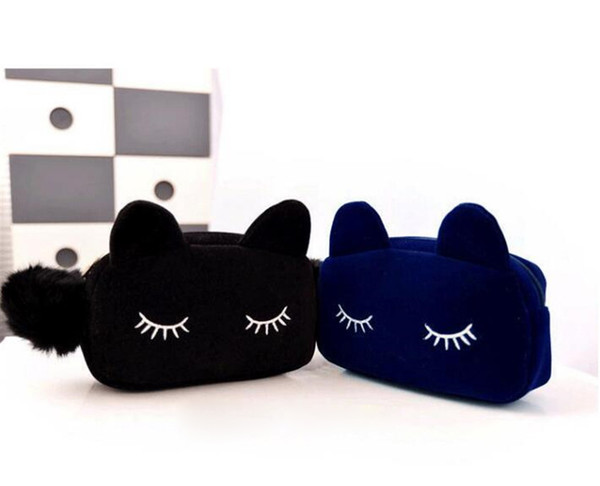 9pcs set Cat Makeup handbag lady bag pocket change purse nifty cat big cosmetic bag 4 Colors 19*5*12cm