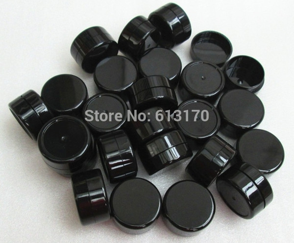 Wholesale 100 pcs/lot 5g min black cream jar empty pp jar face care refillable cosmetic plastic jars free shipping