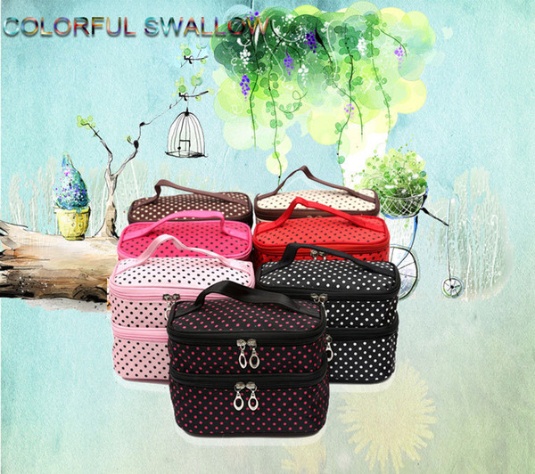 NEW Double cosmetic bag Waterproof Makeup Bags 7 Styles Layered Women Fashion Bag DHL Free shipping+GIFT