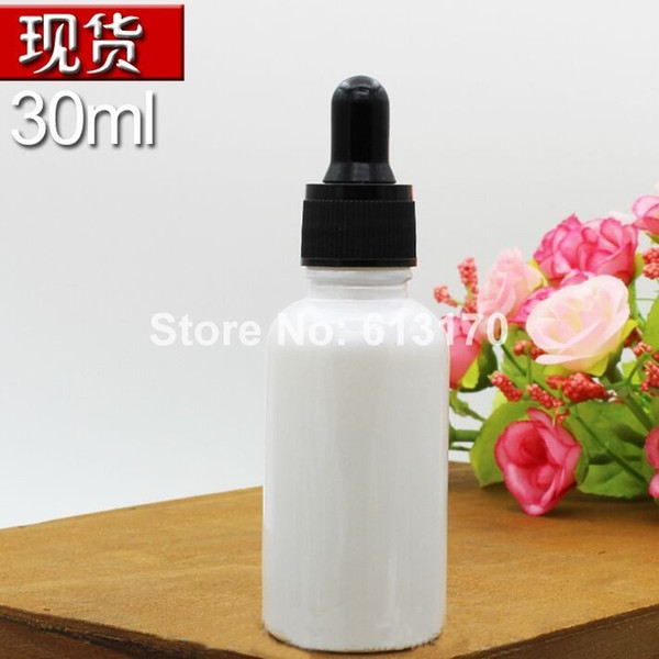 30ML 1OZ Pipette Dropper bottles Empty Glass White Essential Oil vials black drop Cosmetic refill packing Bottles