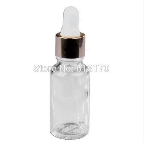 20ml Clear Glass Dropper Bottles with White Rubber Gold collar,20cc Empty Essential Oil bottle Small sample Vials