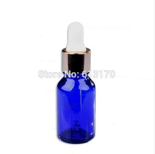 15ml Blue Glass Dropper Bottles with White Rubber Gold collar,15cc Empty Essential Oil bottle Small sample Vials